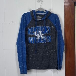 Three Square Kentucky Wildcats Women XL Blue Gray Raglan Lightweight Hoodie